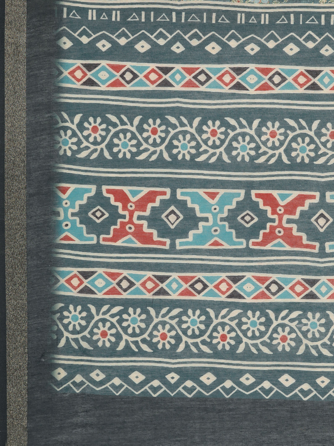 Taraang– Green Printed Cotton Chanderi Saree