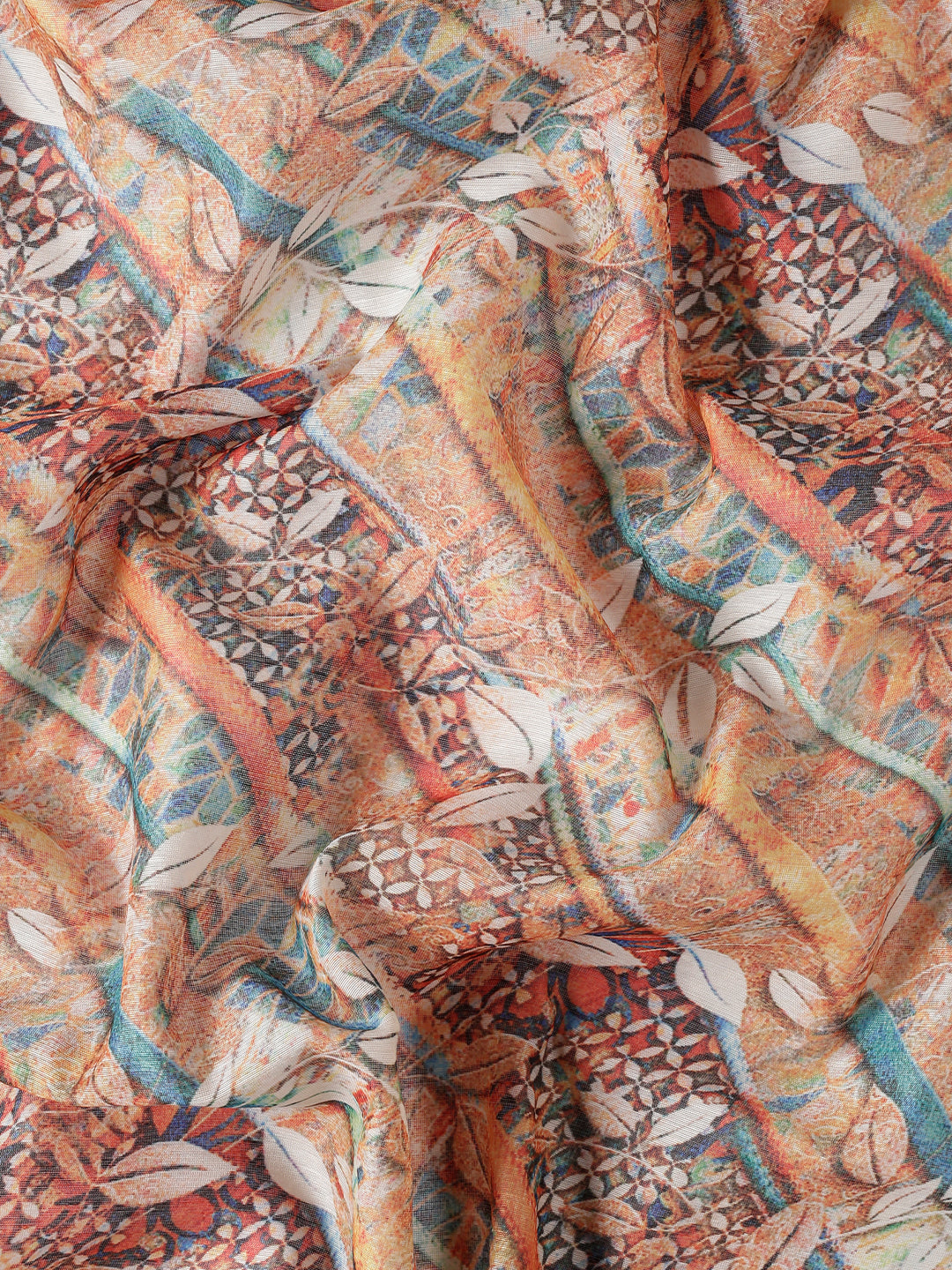 Taraang–Brown Printed Cotton Chanderi Saree