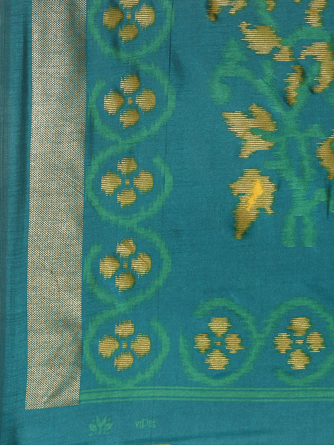 Tanta - yellow & Rama Green Printed Soft Silk Saree