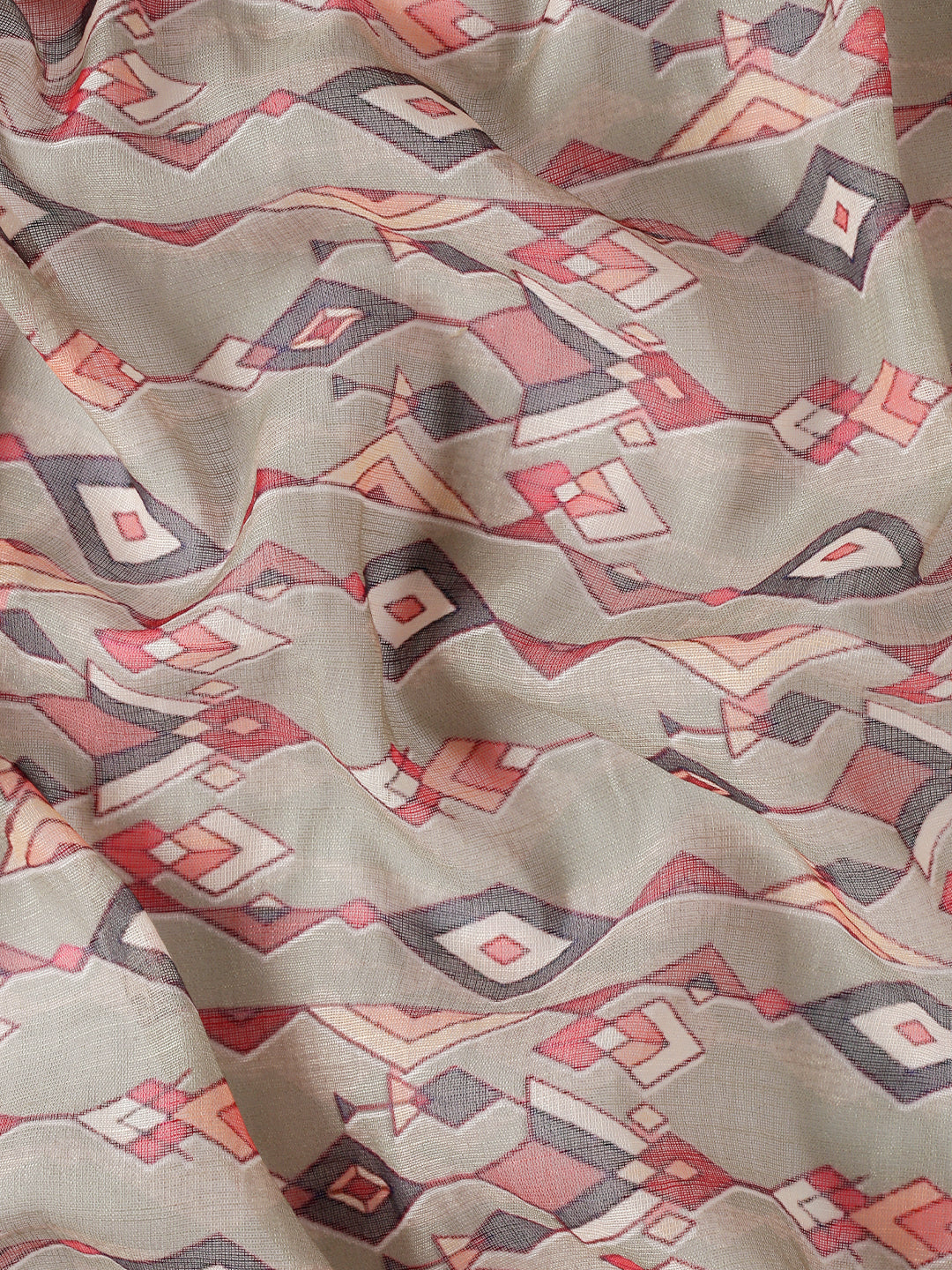 Mridula–Cream Printed Linen Saree