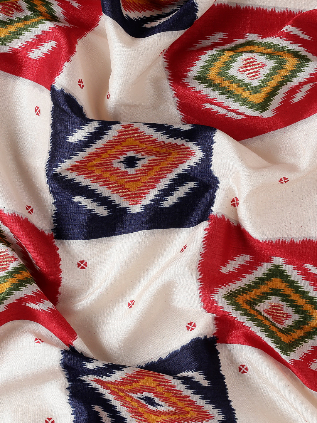 Rangrekha–White Printed Soft Silk Saree