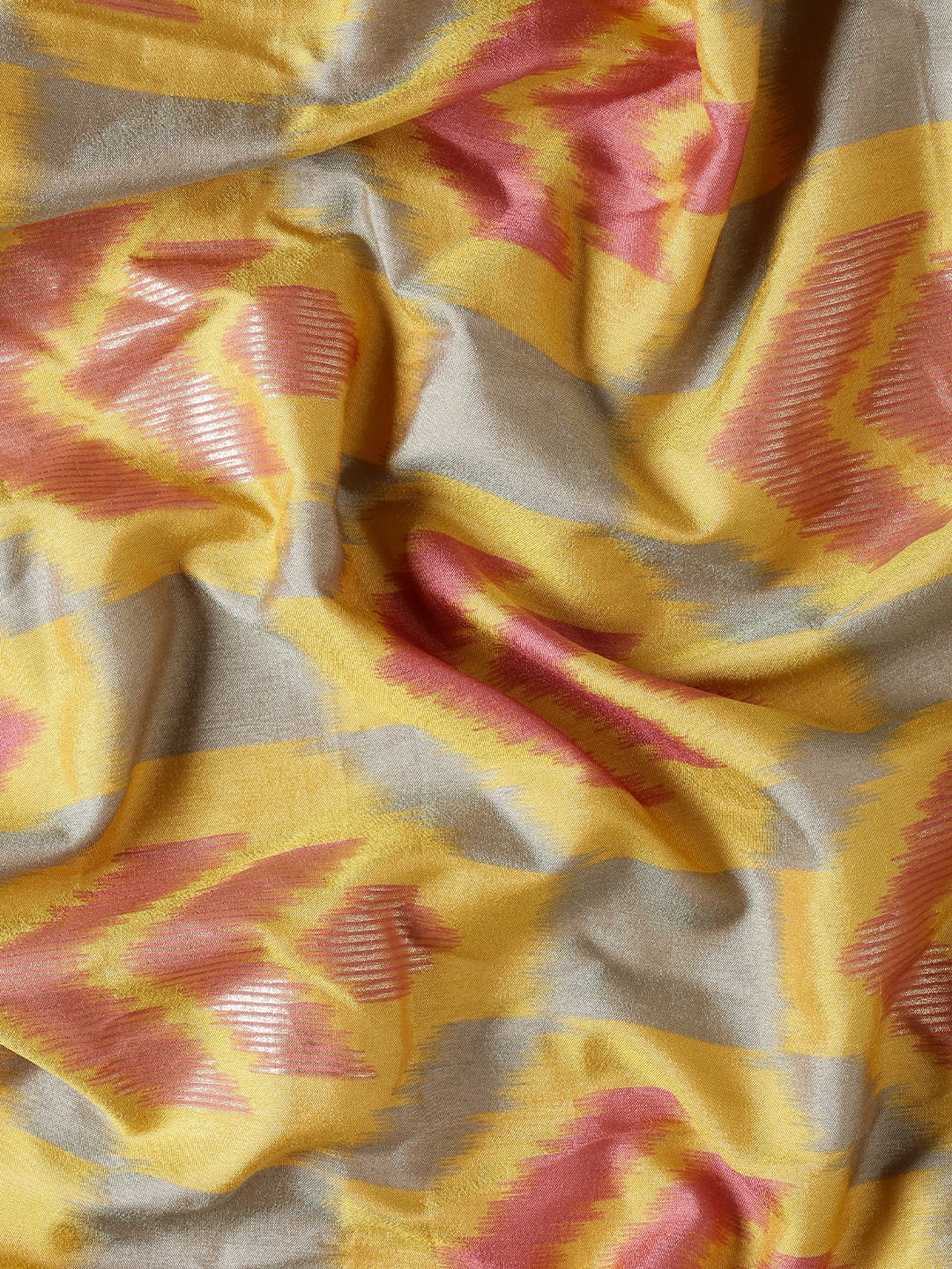 Tanta–Yellow Grey Printed Soft Silk Saree
