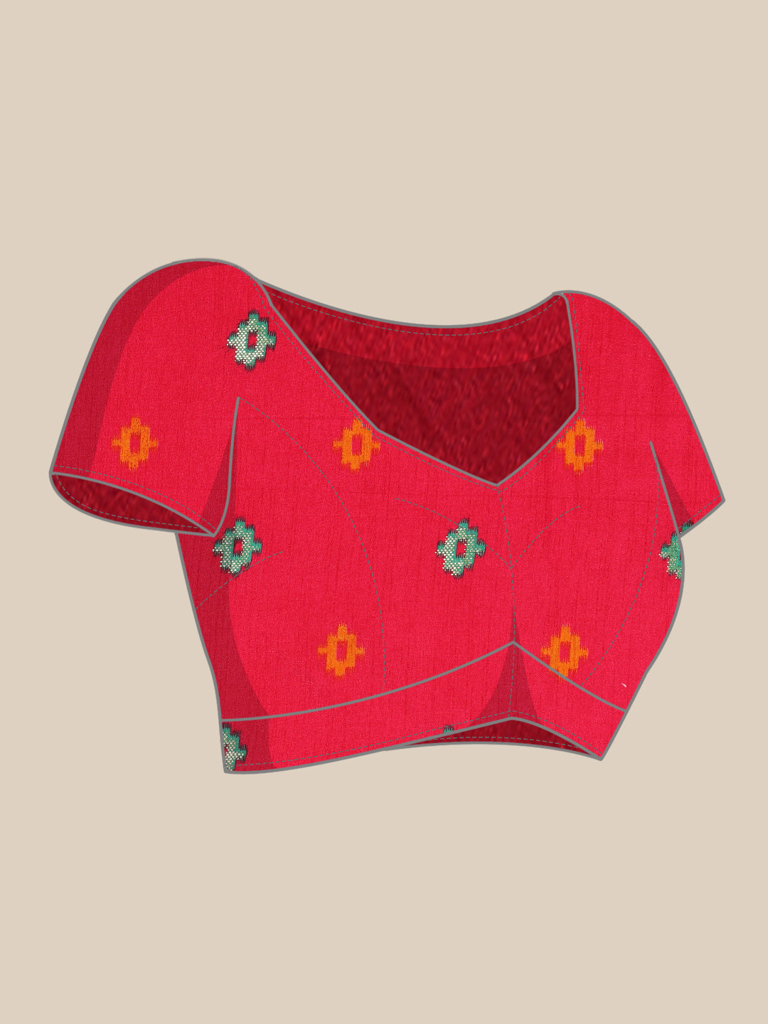 Rangrekha–Red Printed Soft Silk Saree