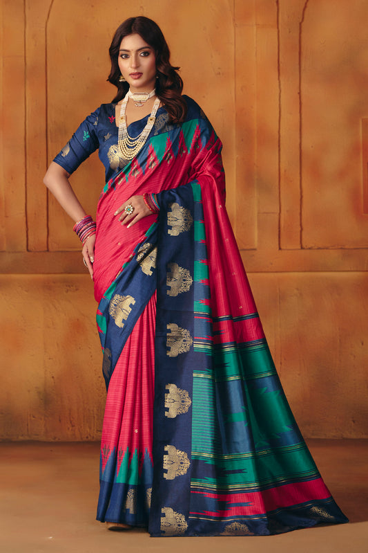 Rajkumari - Red Printed Soft Silk Saree