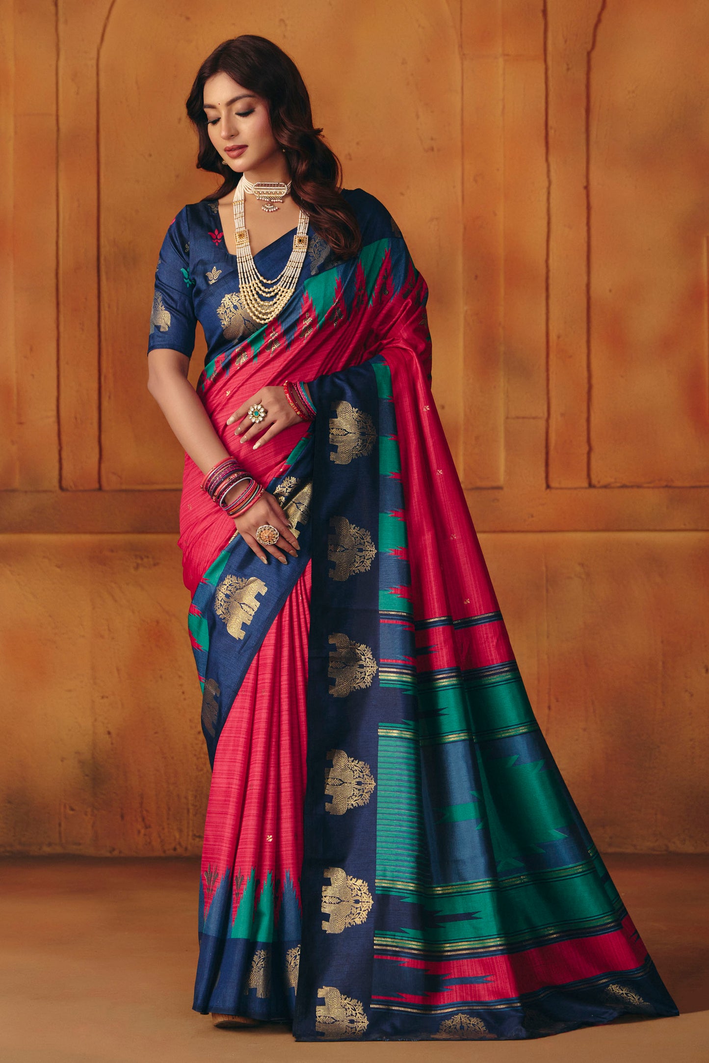 Rajkumari - Red Printed Soft Silk Saree