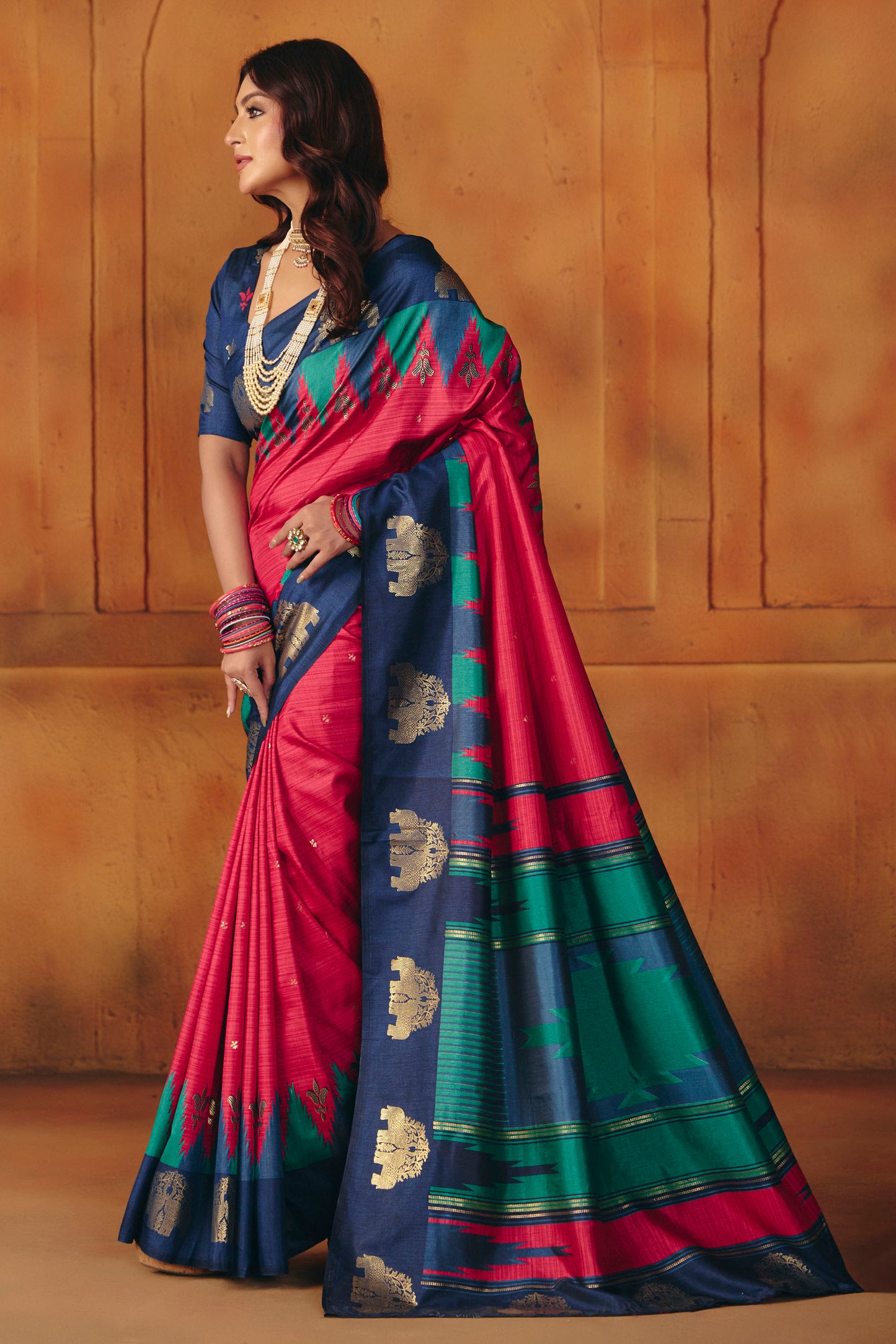 Rajkumari - Red Printed Soft Silk Saree