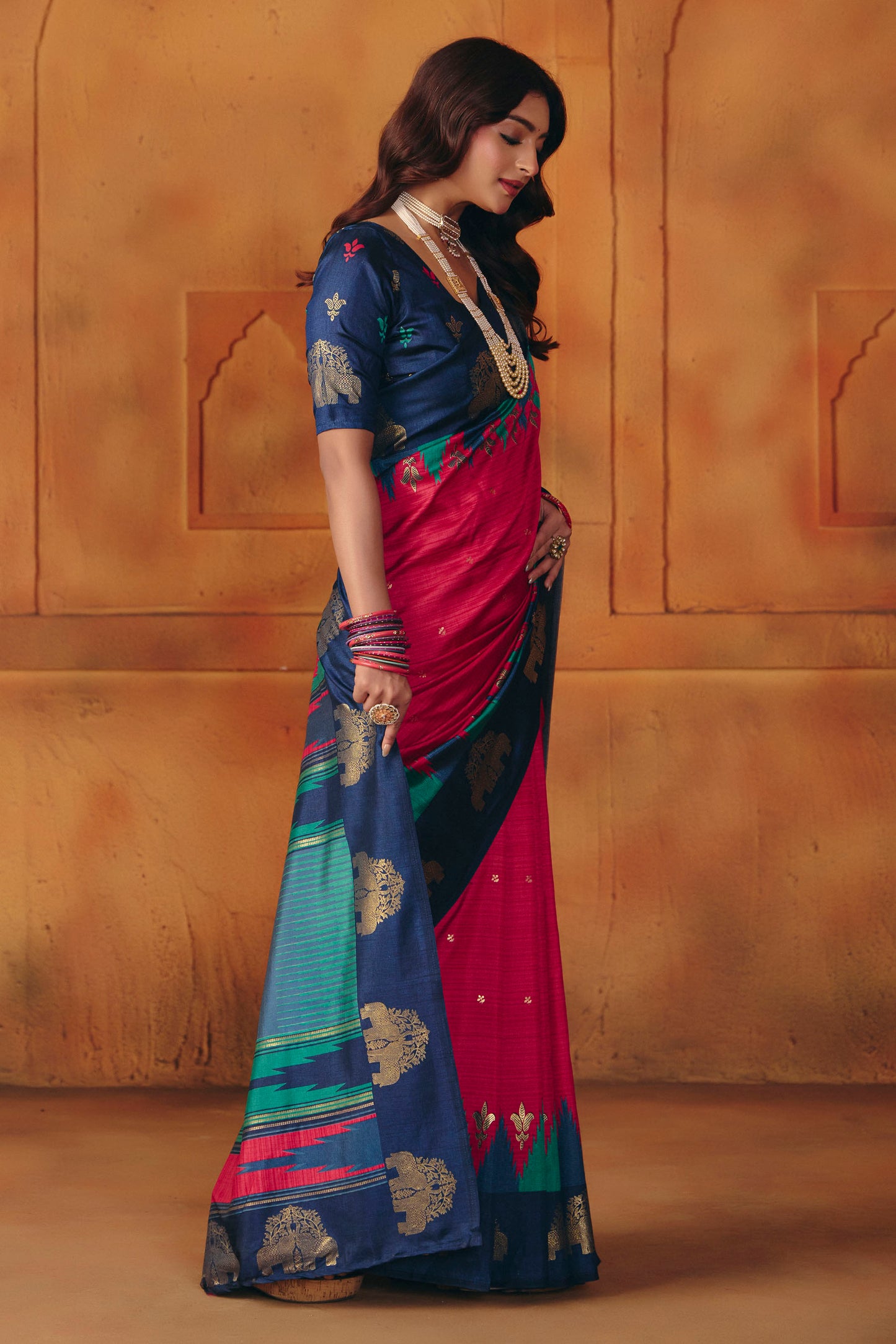 Rajkumari - Red Printed Soft Silk Saree