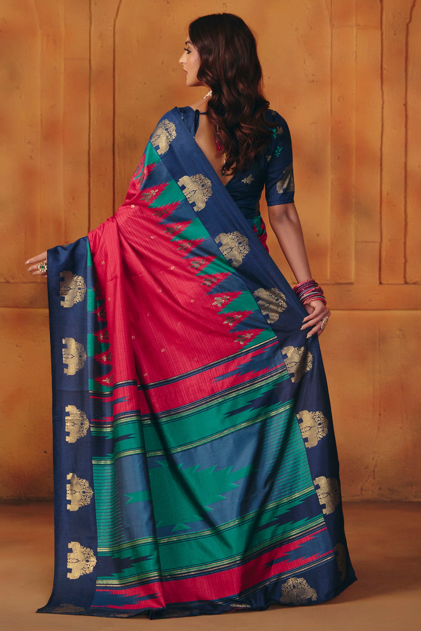 Rajkumari - Red Printed Soft Silk Saree