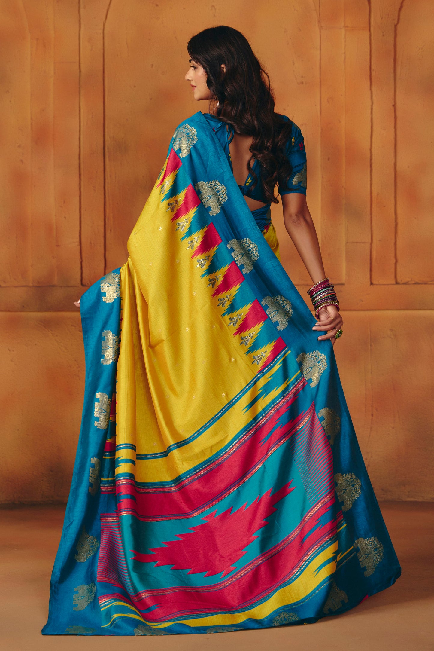Rajkumari - Yellow Printed Soft Silk Saree