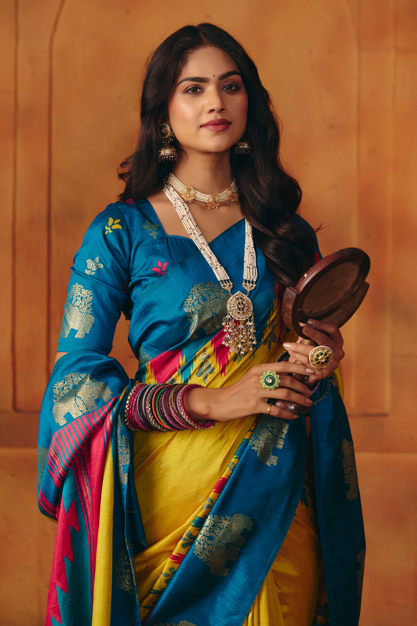 Rajkumari - Yellow Printed Soft Silk Saree