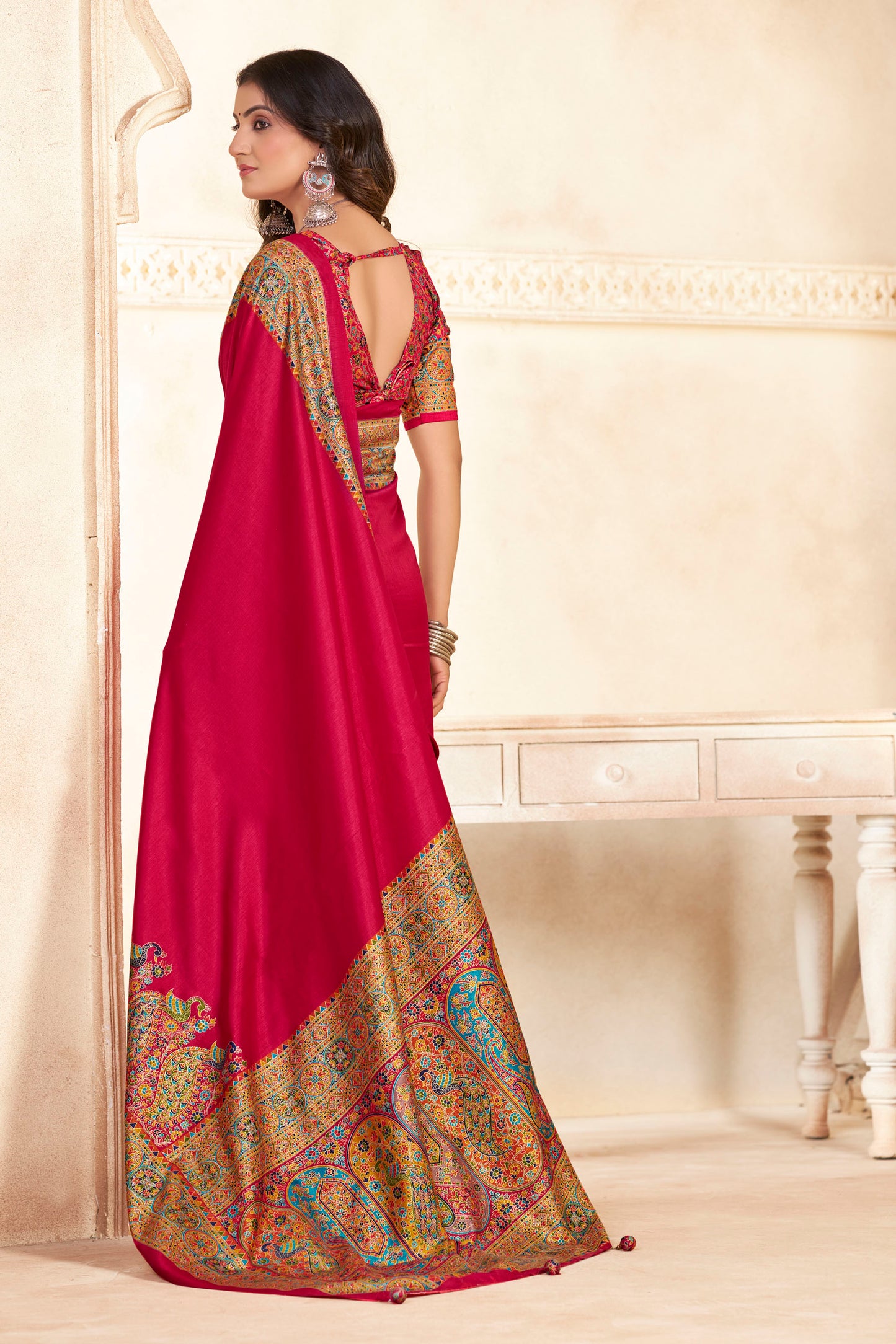 Kumuda - Pink Mysore Silk Jari Printed Saree
