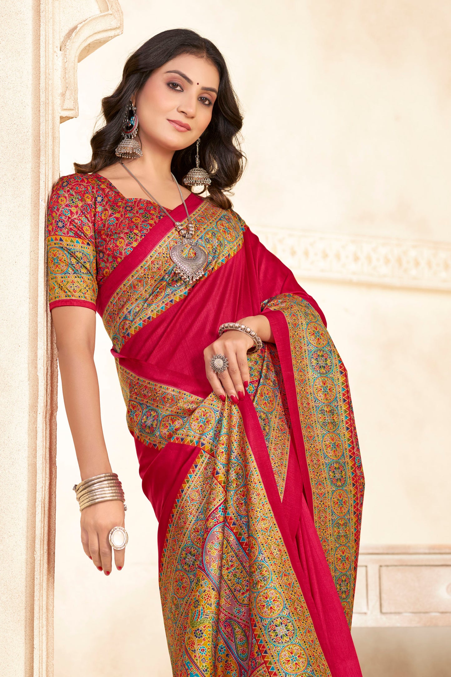 Kumuda - Pink Mysore Silk Jari Printed Saree