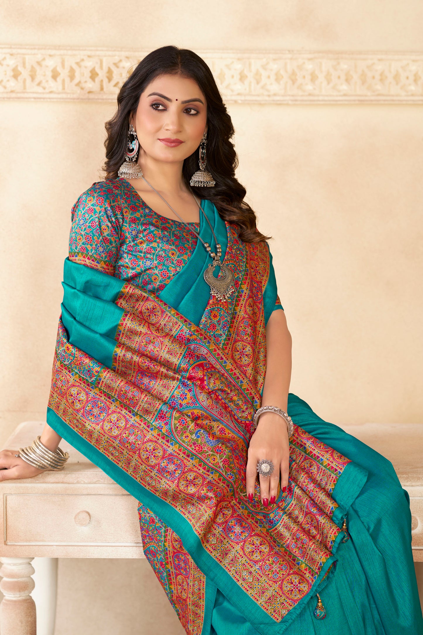Kumuda - Blue Mysore Silk Jari Printed Saree
