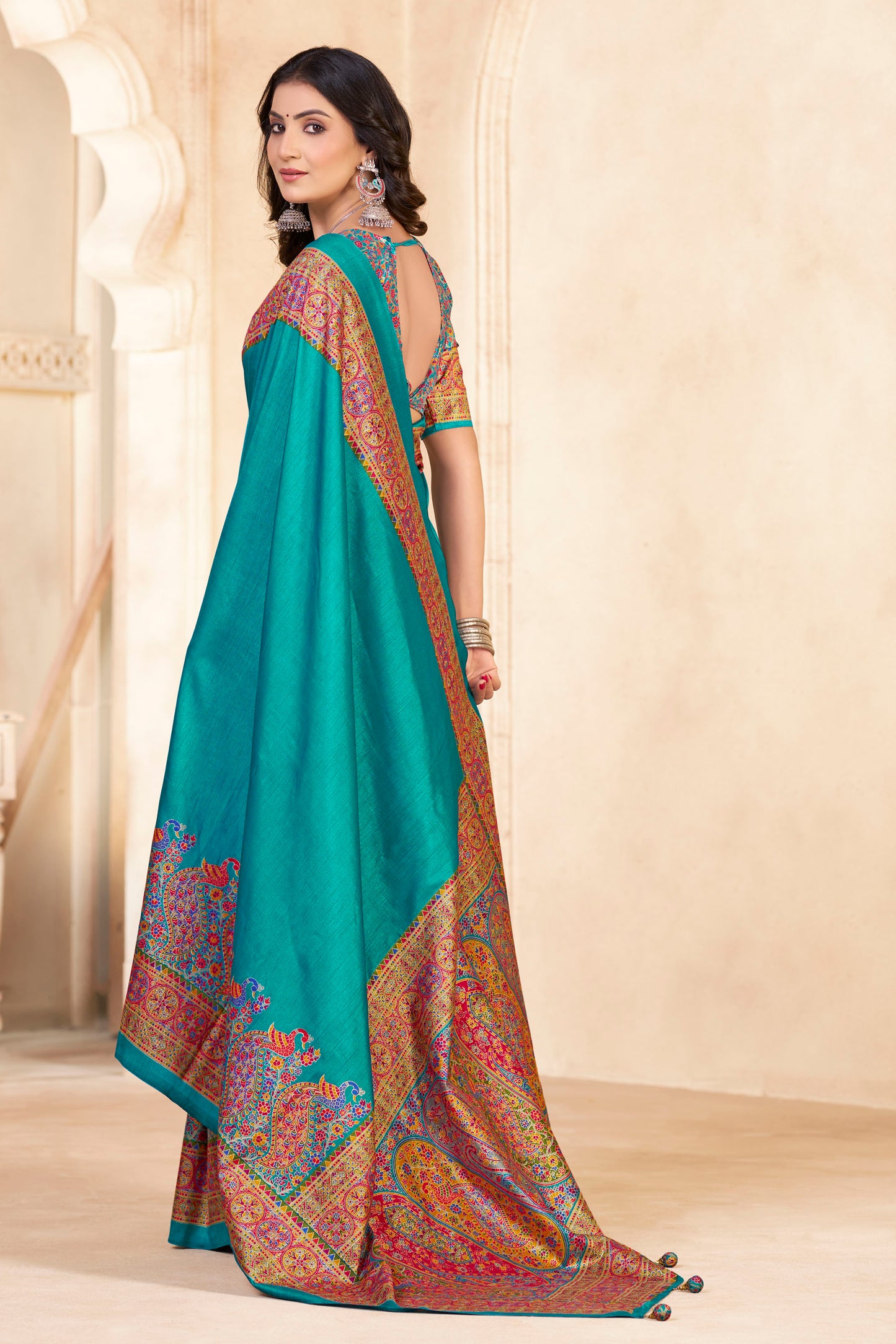 Kumuda - Blue Mysore Silk Jari Printed Saree
