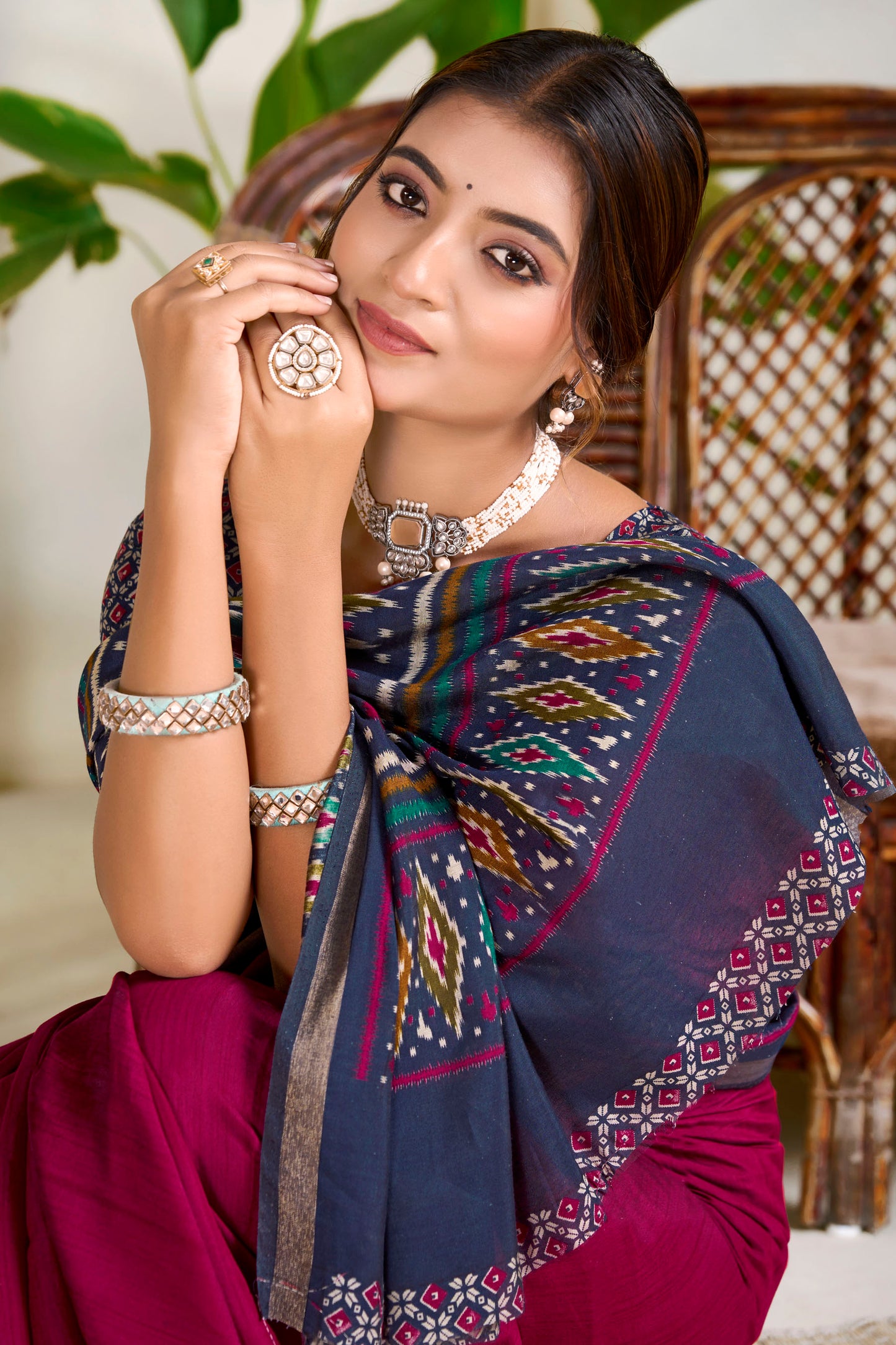 Monalisa - Pink Printed Liva Cotton Silk Saree