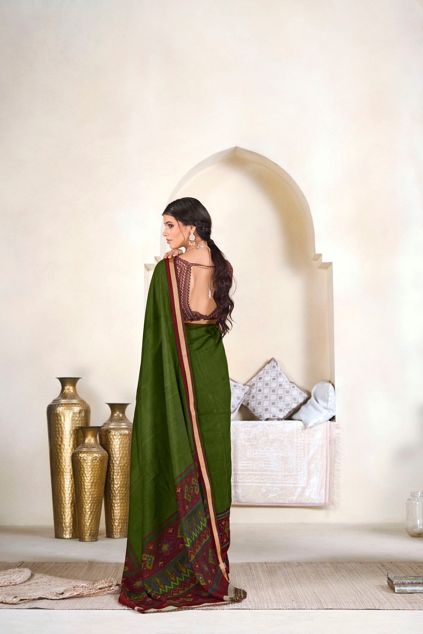 Monalisa - Green Printed Liva Cotton Silk Saree