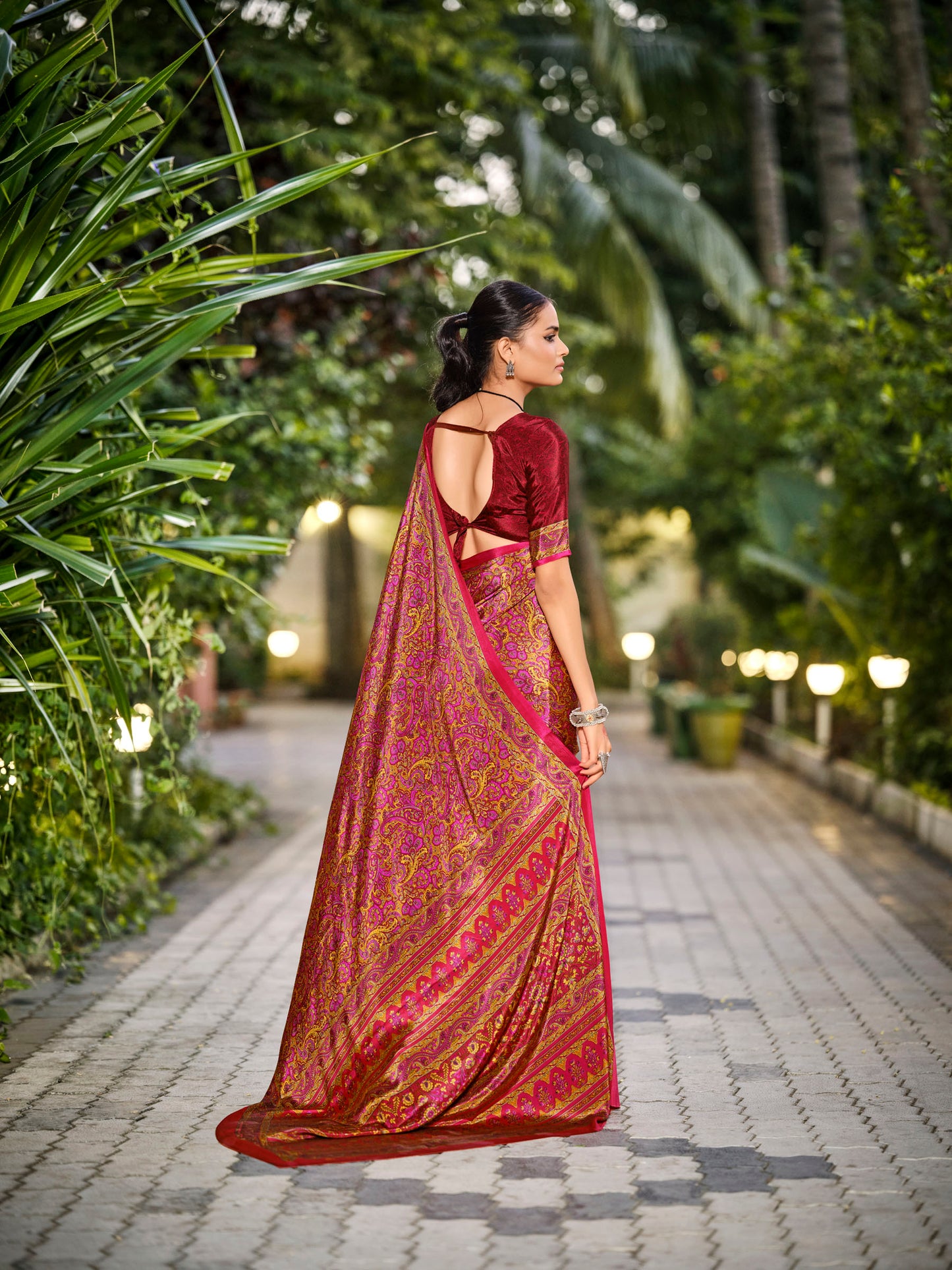 Rajkala - Red Printed Crepe Silk Saree