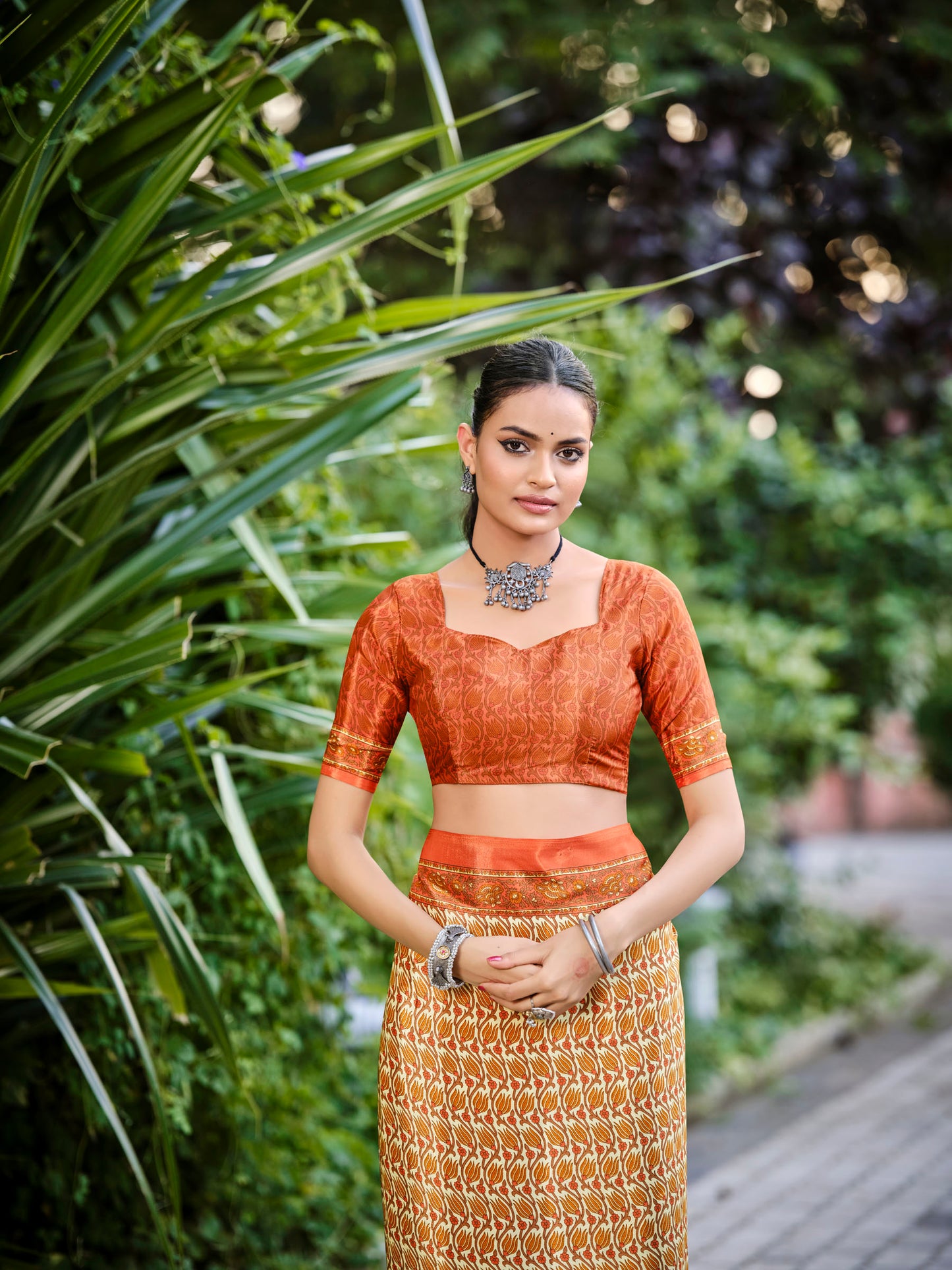 Rajkala - Peach Printed Crepe Silk Saree