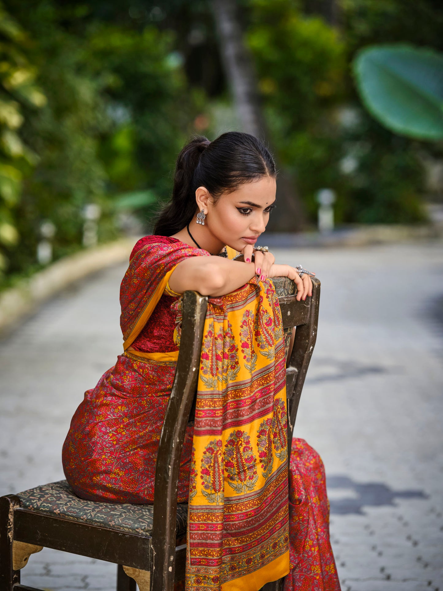Rajkala - Red Printed Crepe Silk Saree