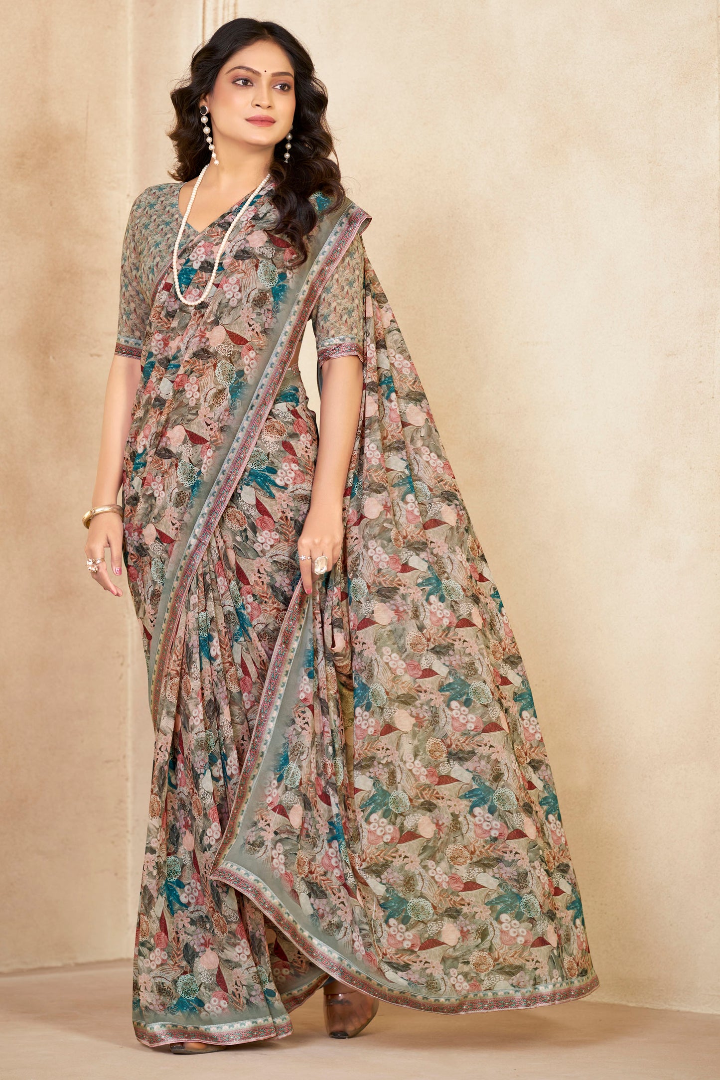 Sumedha- Multicolor Printed Georgette Saree