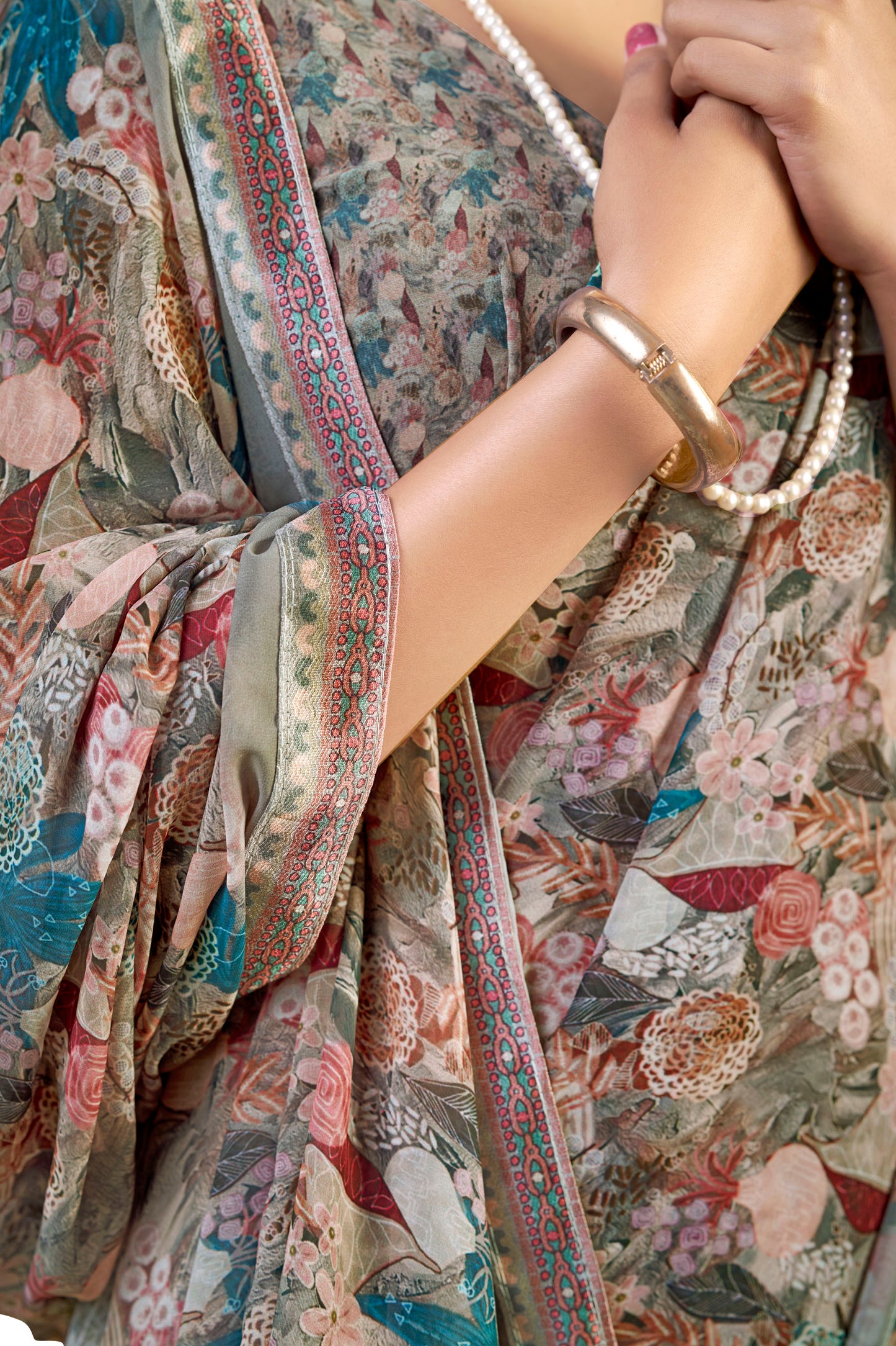 Sumedha- Multicolor Printed Georgette Saree