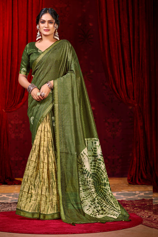 Suchika - Green Printed Silk Saree
