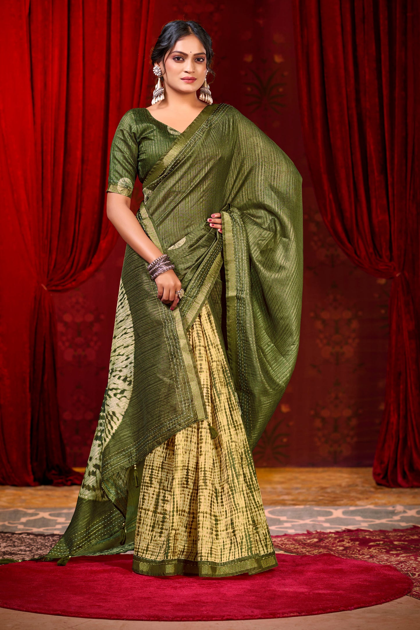 Suchika - Green Printed Silk Saree
