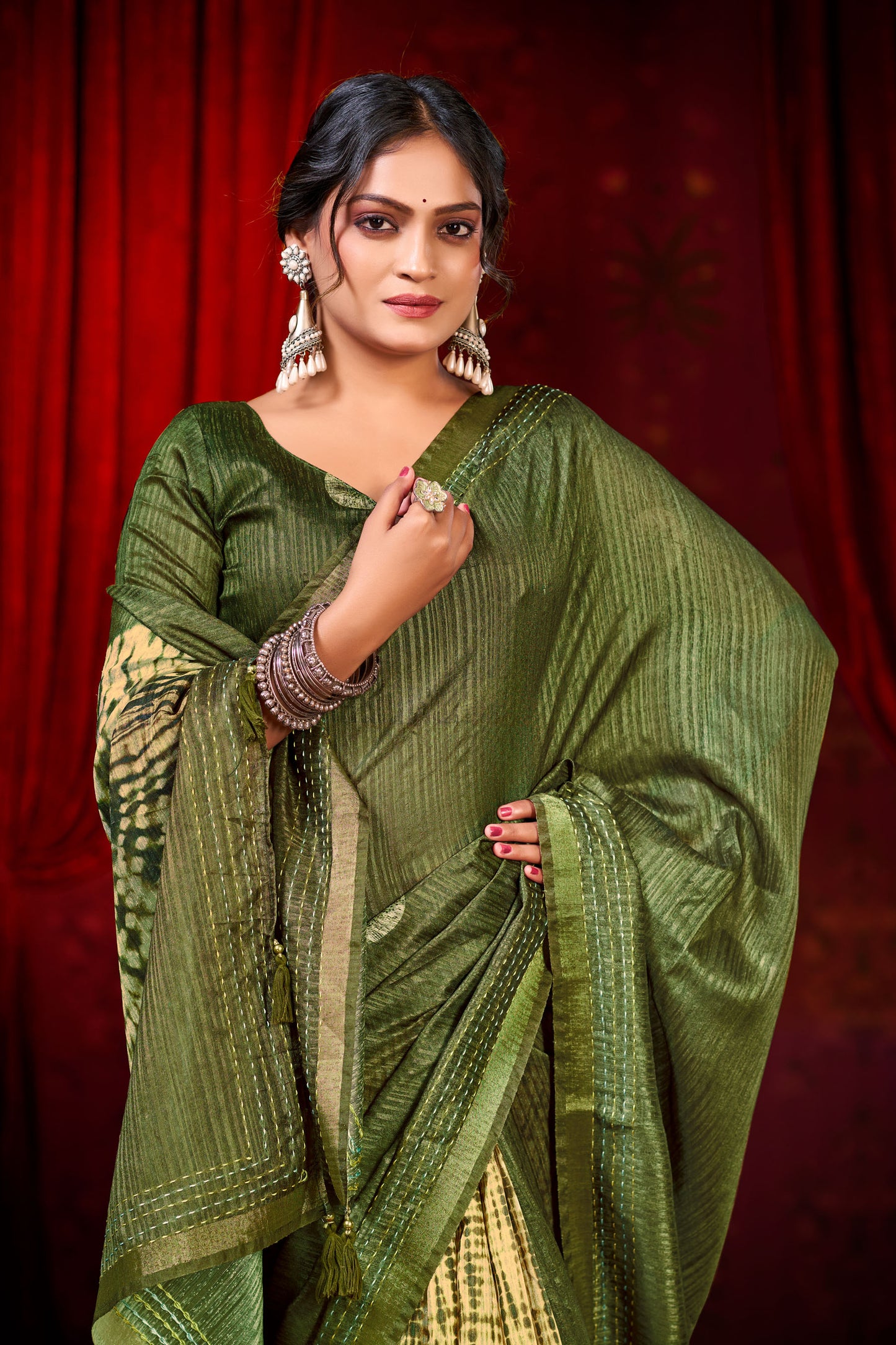 Suchika - Green Printed Silk Saree