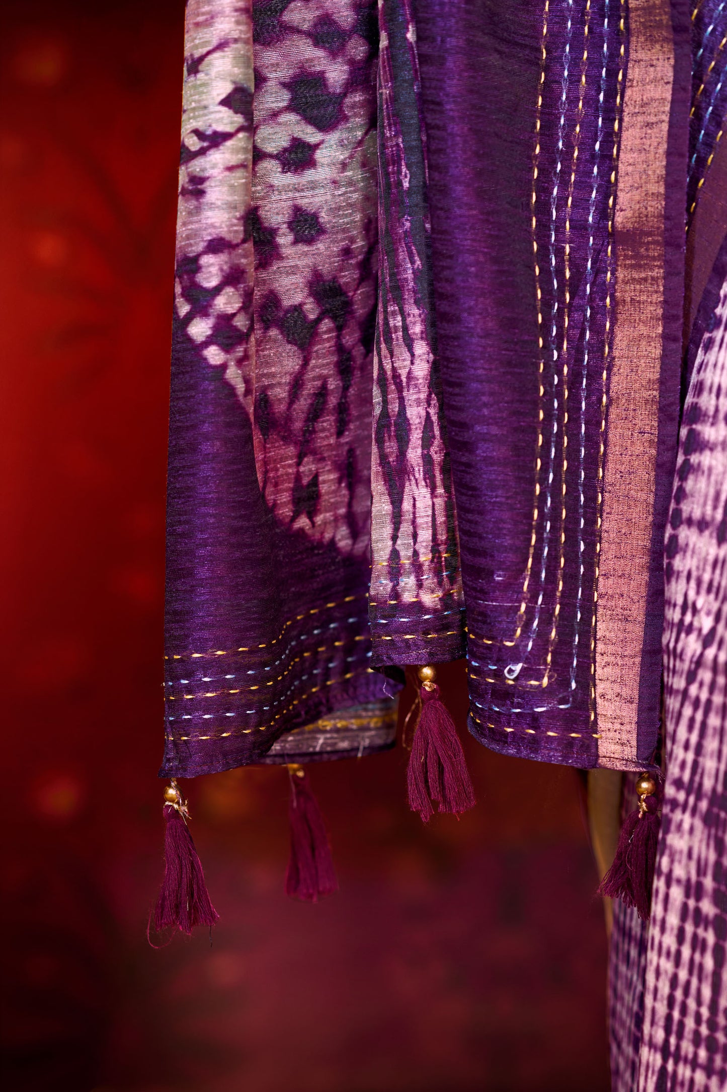Suchika - Purple Printed Silk Saree