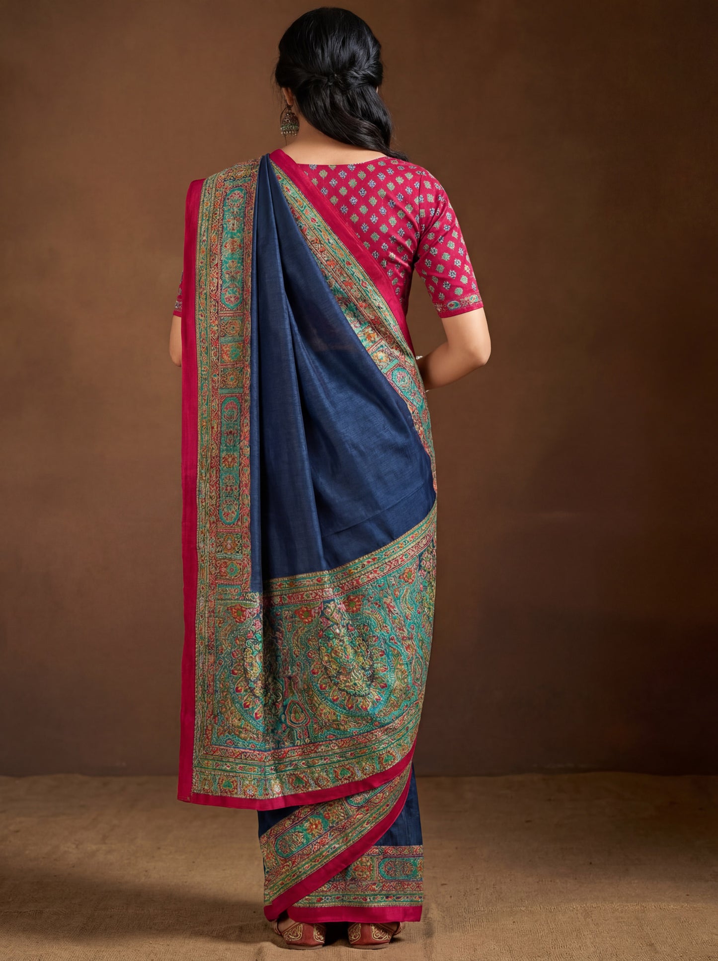Kumuda - Blue Mysore Silk Jari Printed Saree with Tassels