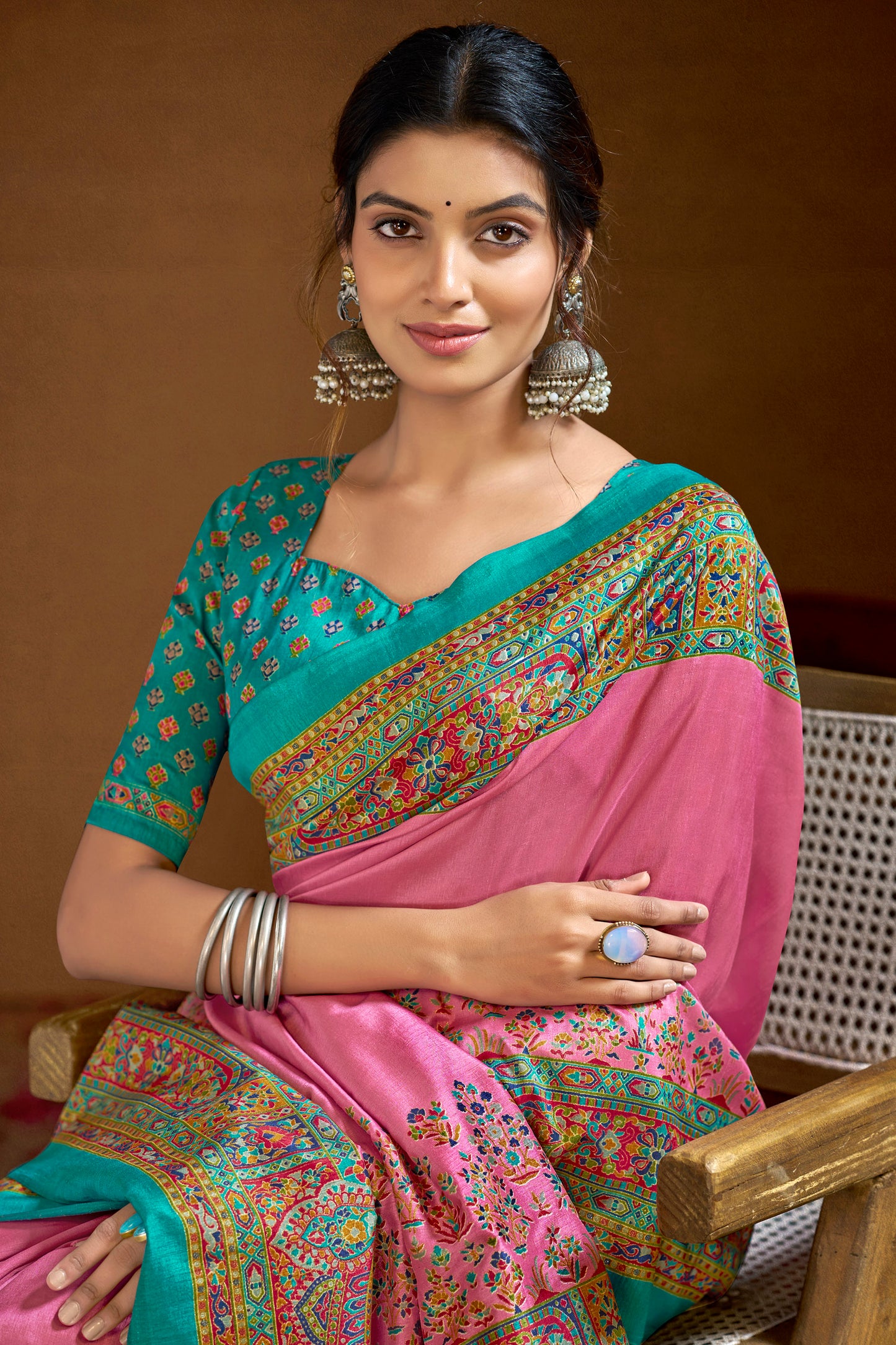 Kumuda - Violet Mysore Silk Jari Printed Saree with Tassels