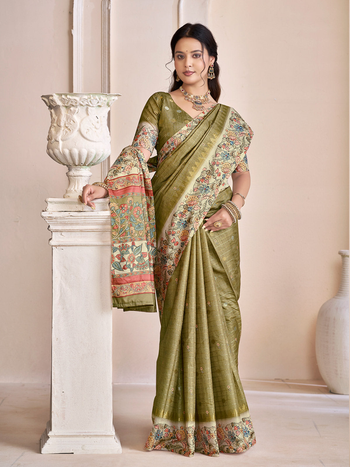 Rutvaa - Green Digital Printed Silk Saree