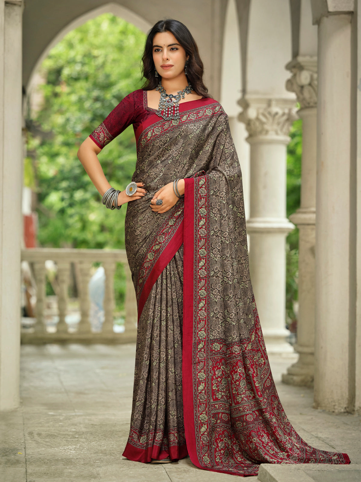 Rajkala - Black Printed Crepe Silk Saree