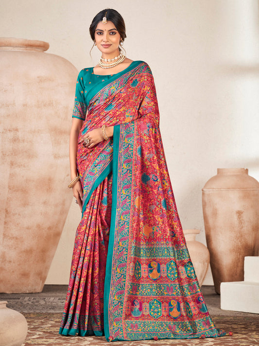 Kumuda - Red Mysore Silk Jari Printed with Tessals