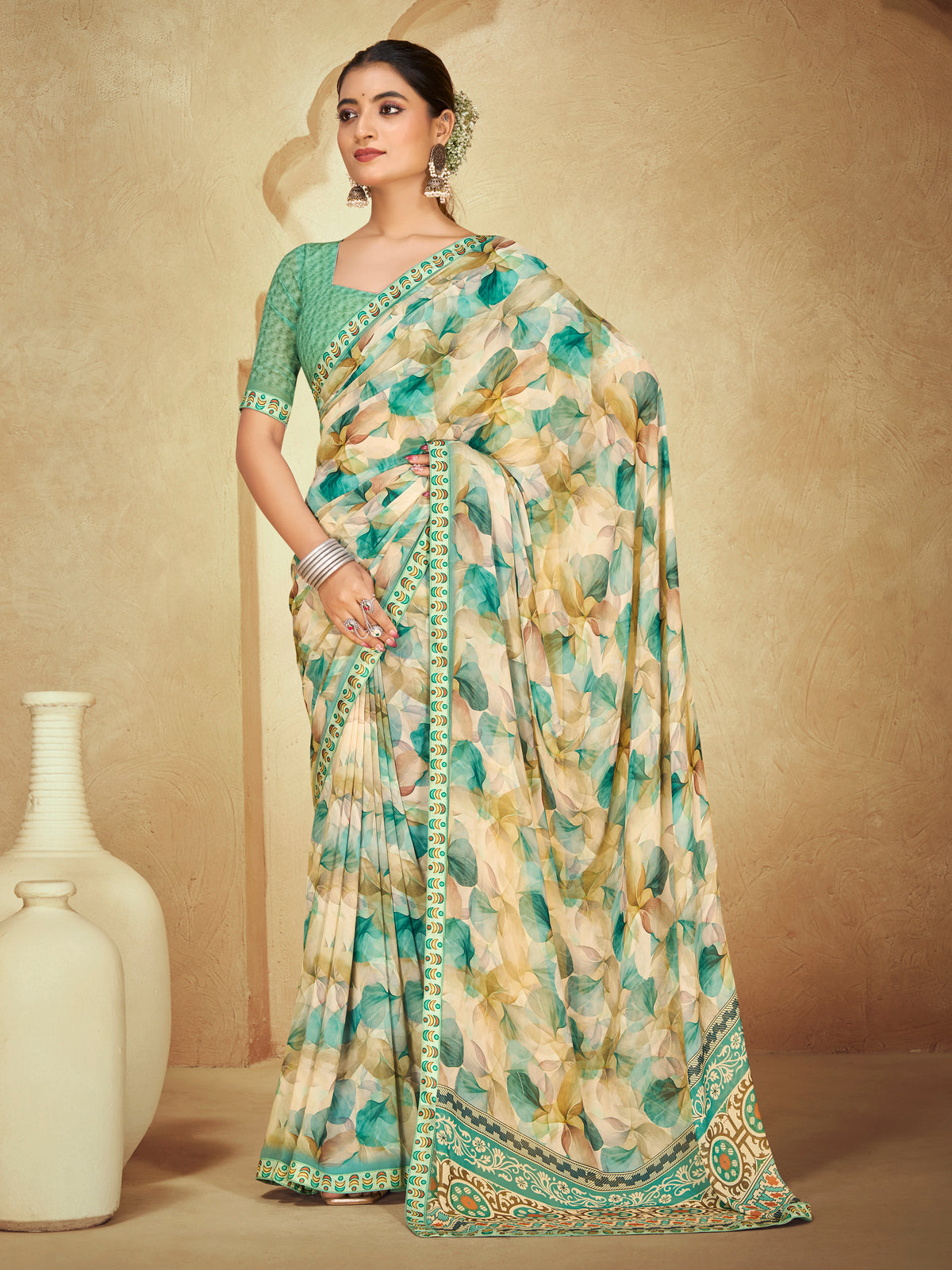 Sumedha - Multicolor Digital Printed Georgette Saree