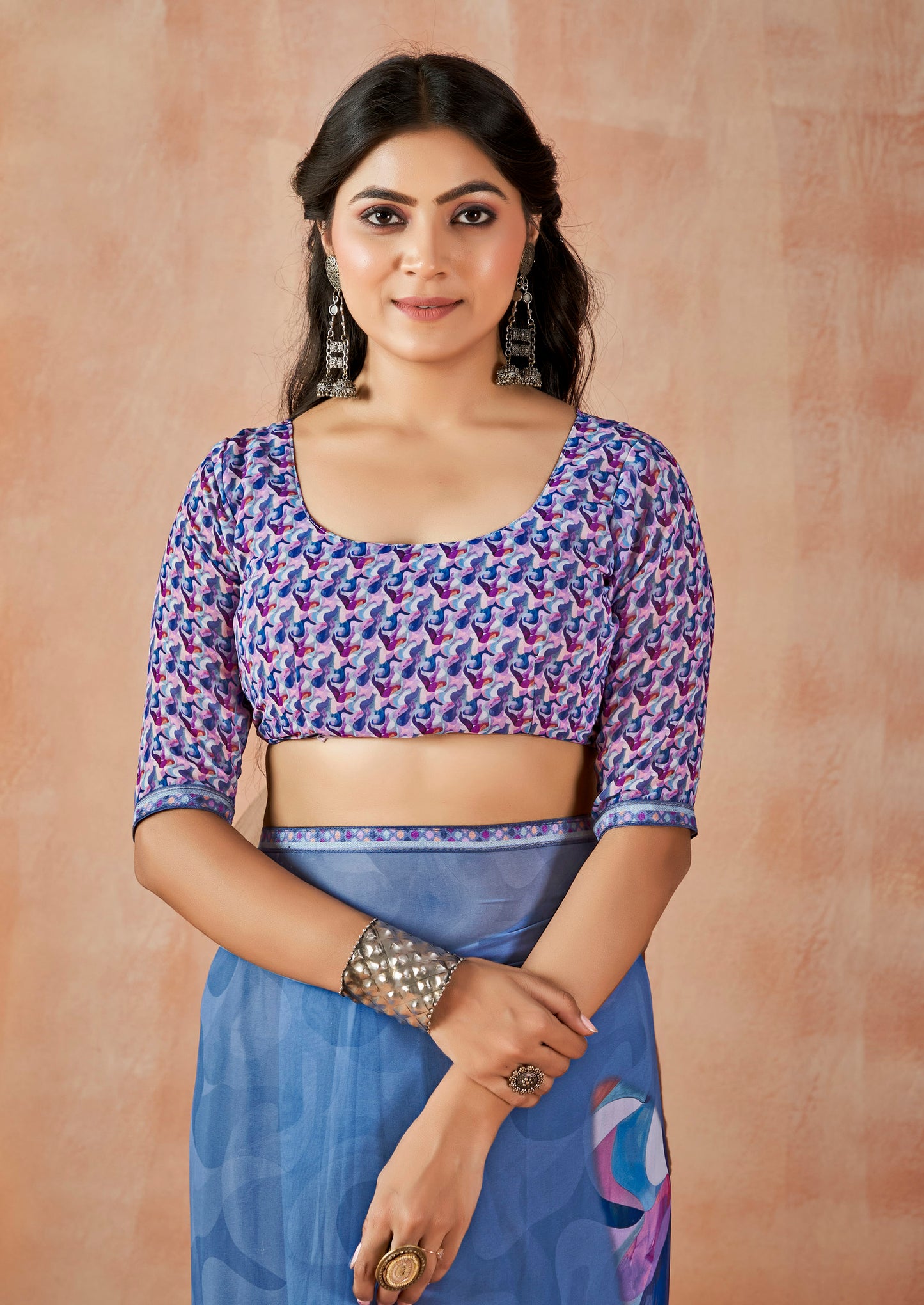 Sumedha - Slate Blue Digital Printed Georgette Saree