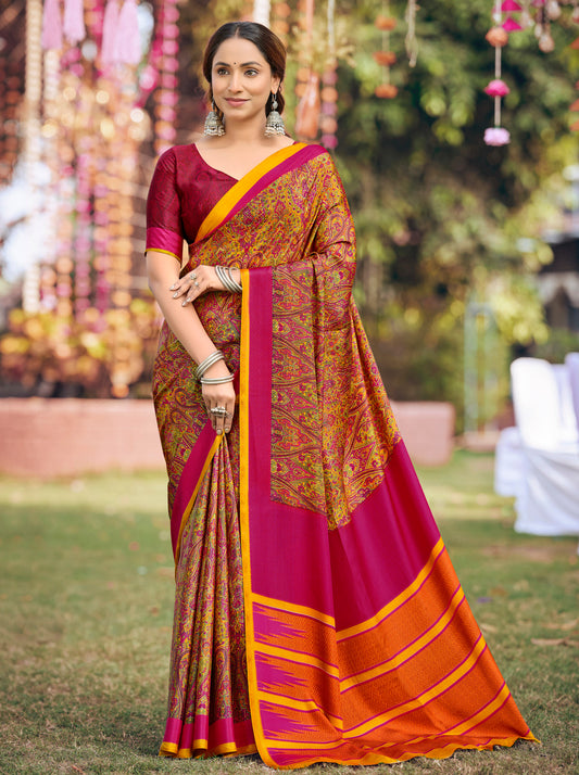 Rajkala - Multicolor Printed Crepe Silk Saree