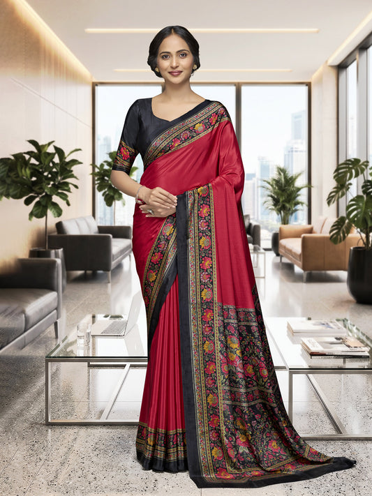 Chitrika - Red Printed Crepe Silk Saree