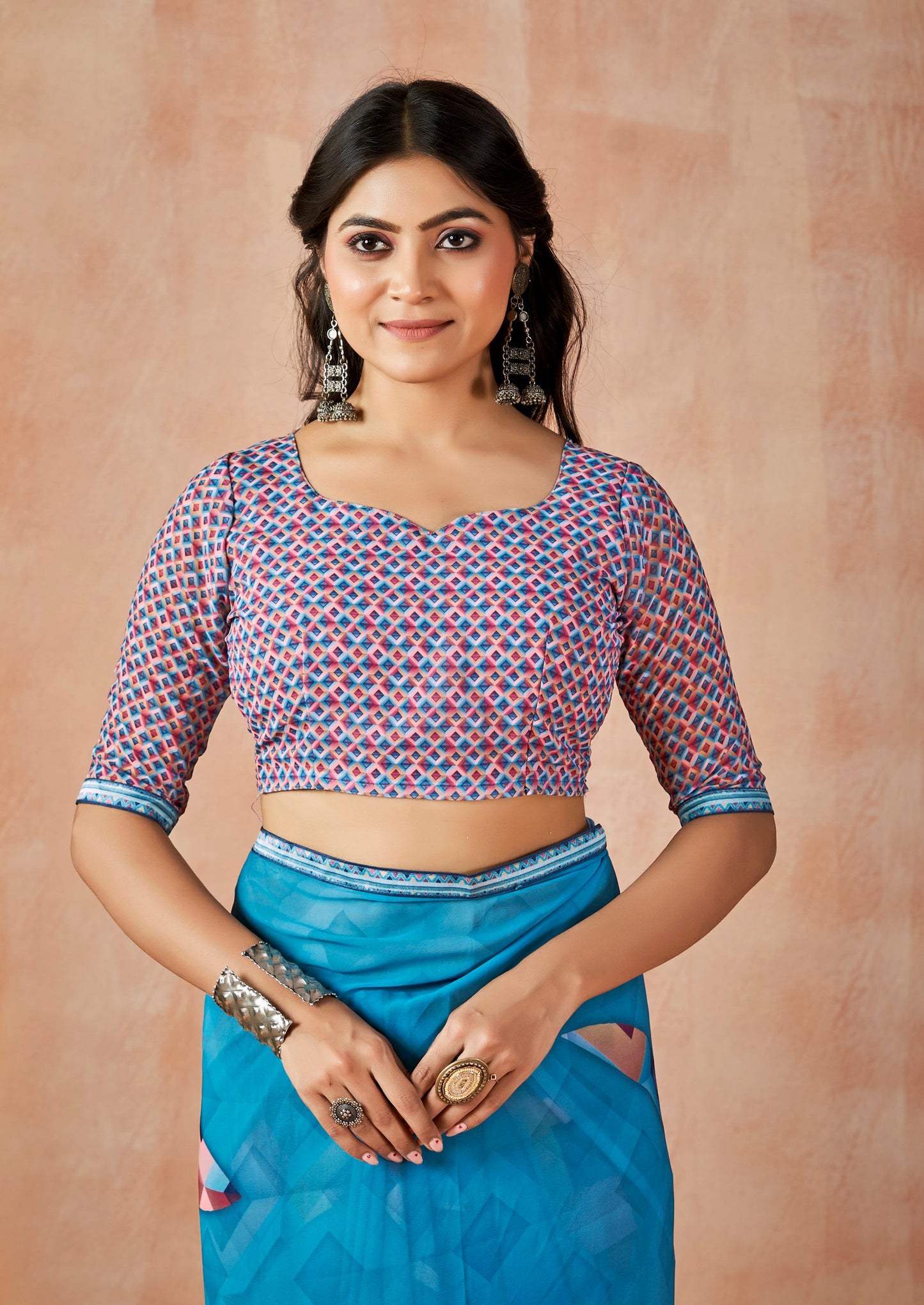 Sumedha - Blue Digital Printed Georgette Saree