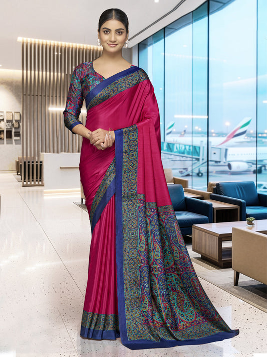 Chitrika - Magenta Printed Crepe Silk Saree