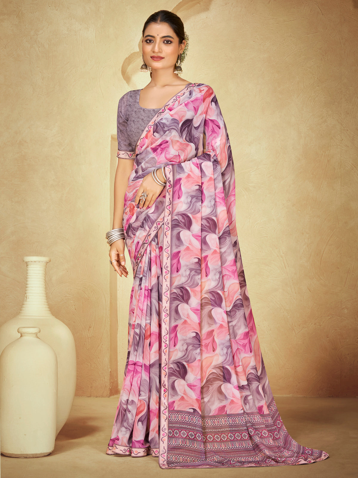 Sumedha - Multicolor Digital Printed Georgette Saree