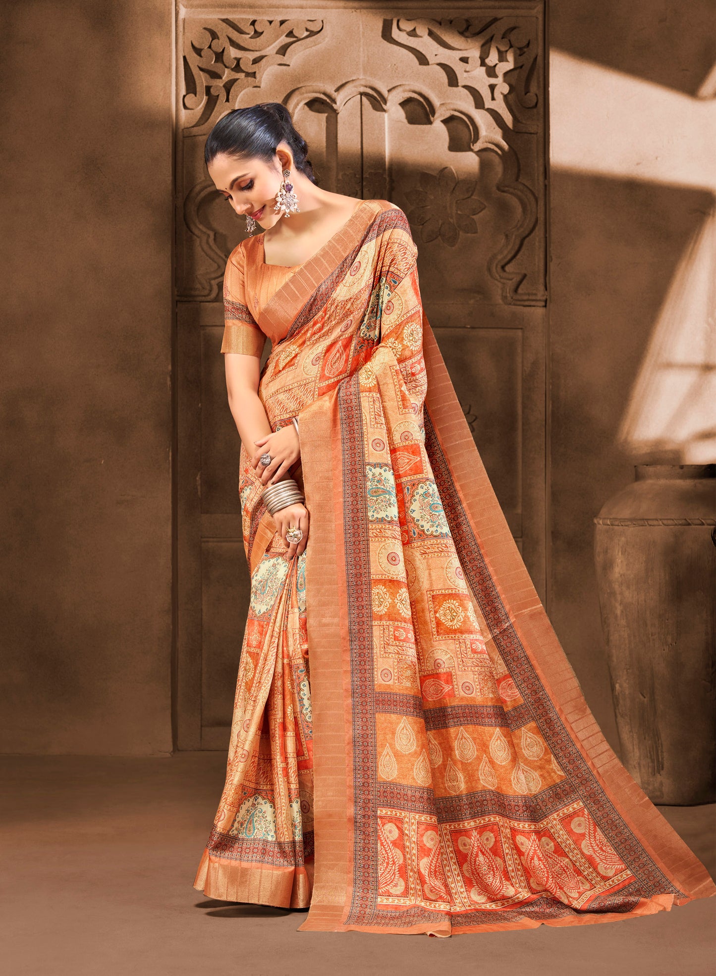 Devsena – Grey Silk Digital Print Saree