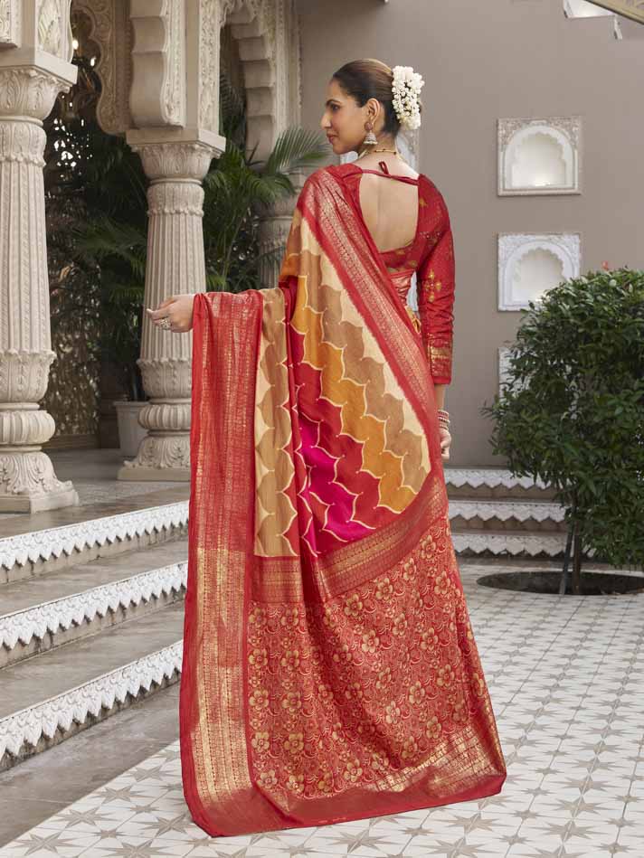 Gulmarg - Multicolor Silk Digital Printed Saree with Zari Border