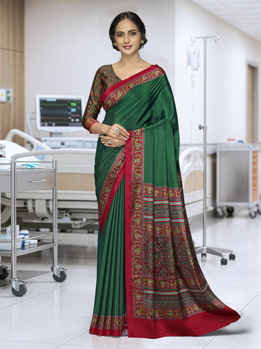 Chitrika - Green Printed Crepe Silk Saree