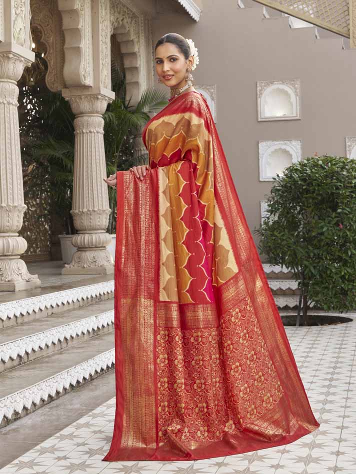 Gulmarg - Multicolor Silk Digital Printed Saree with Zari Border