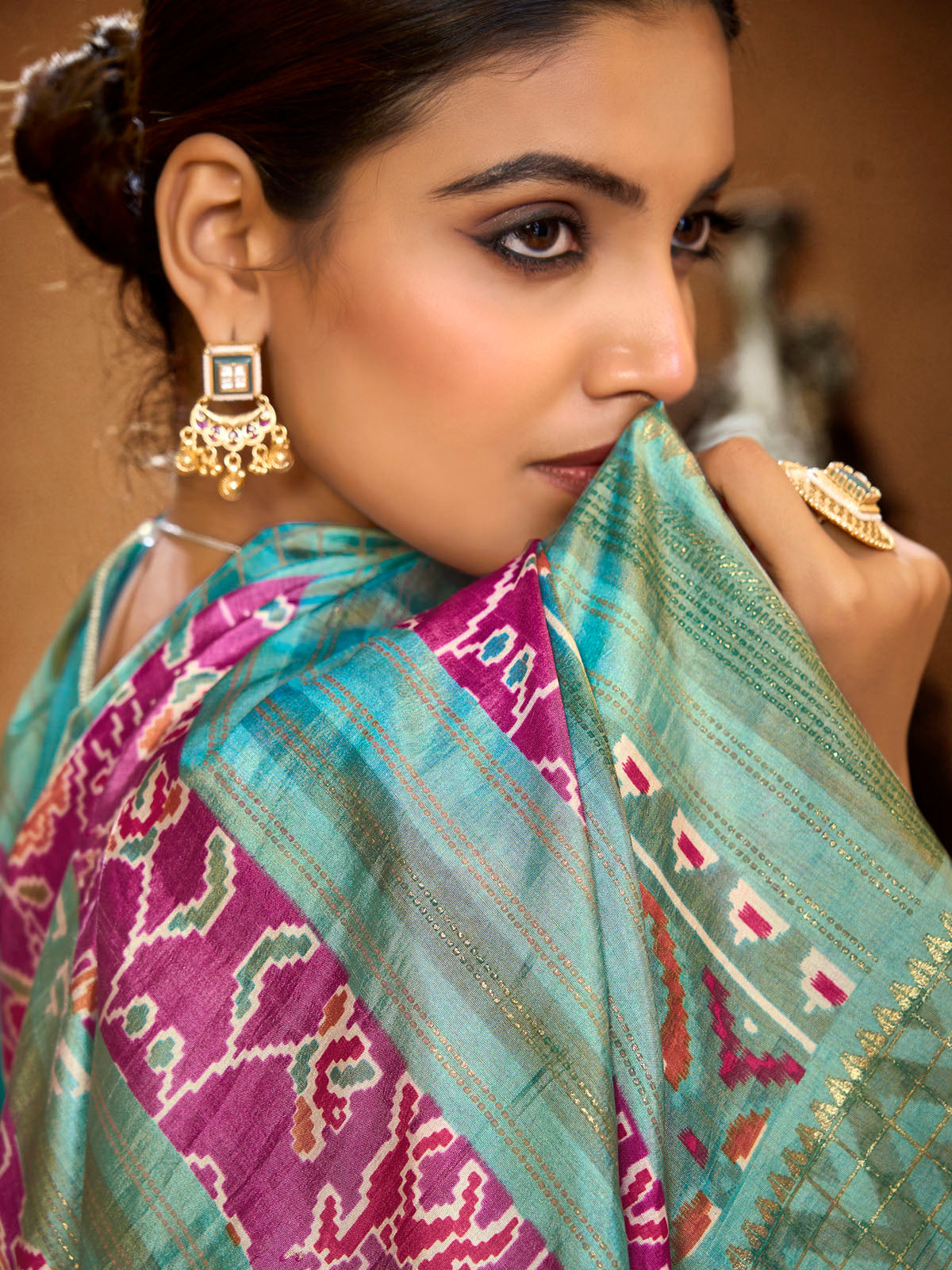Sentosa - Purple Patola Silk Printed Saree with Figure Print