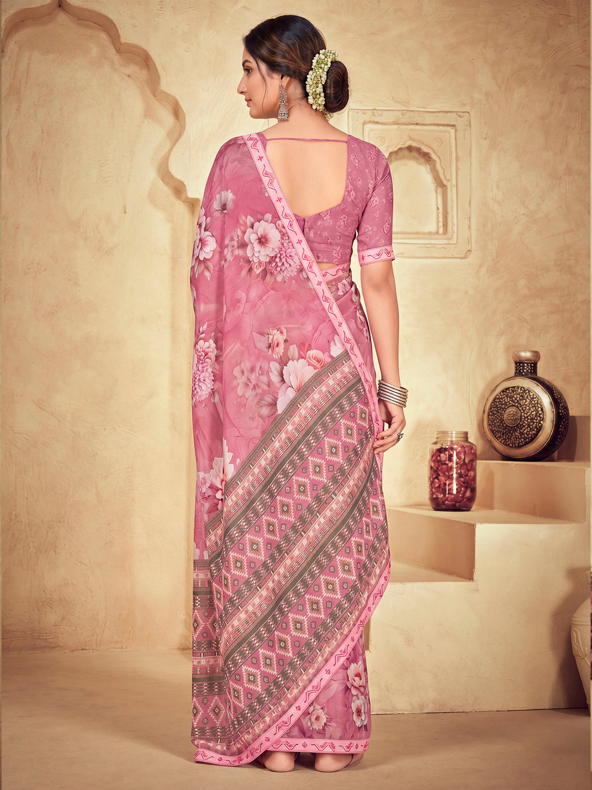 Sumedha - Purple Digital Printed Georgette Saree