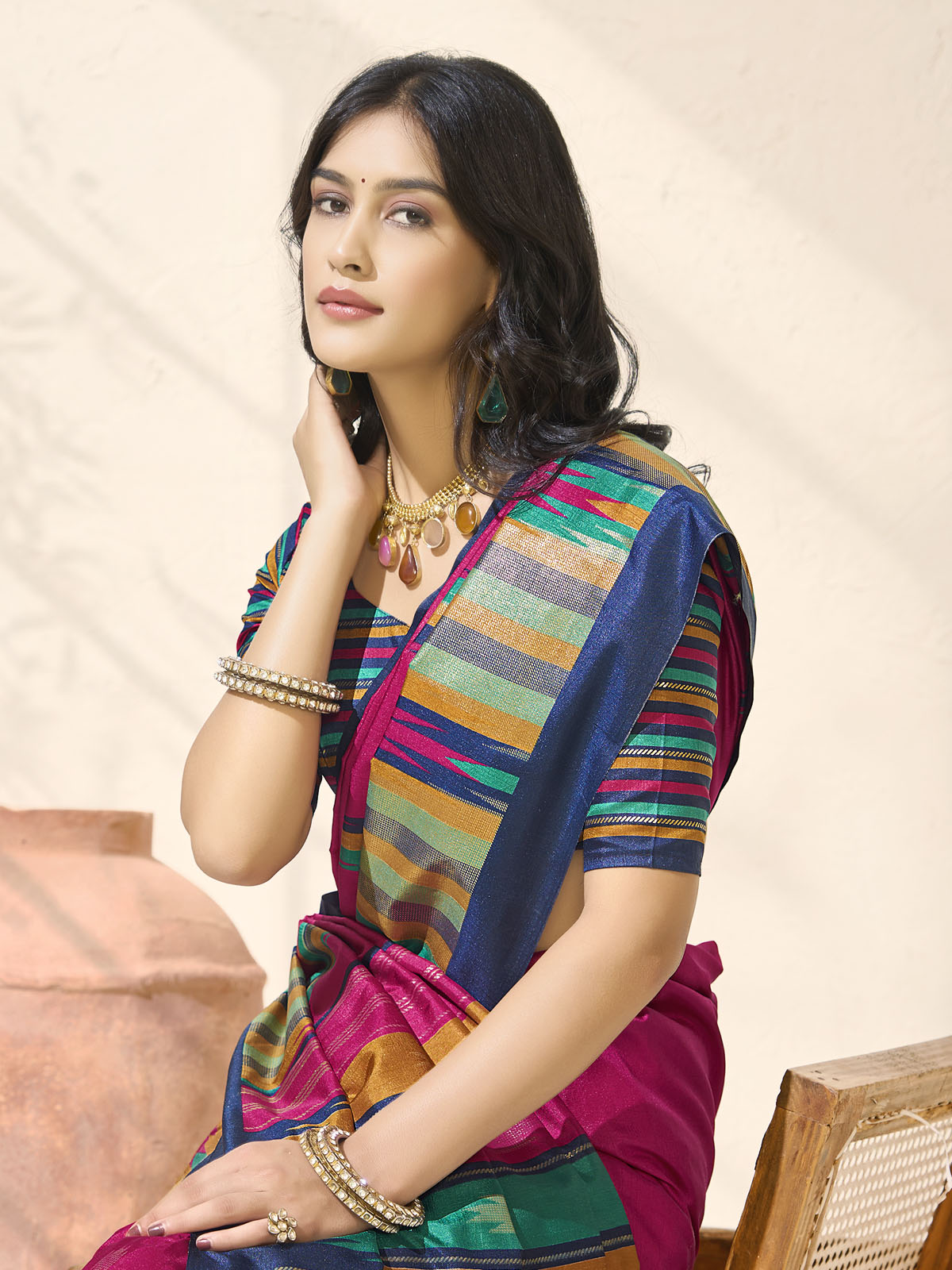Sentosa - Pink Patola Silk Printed Saree with Figure Print