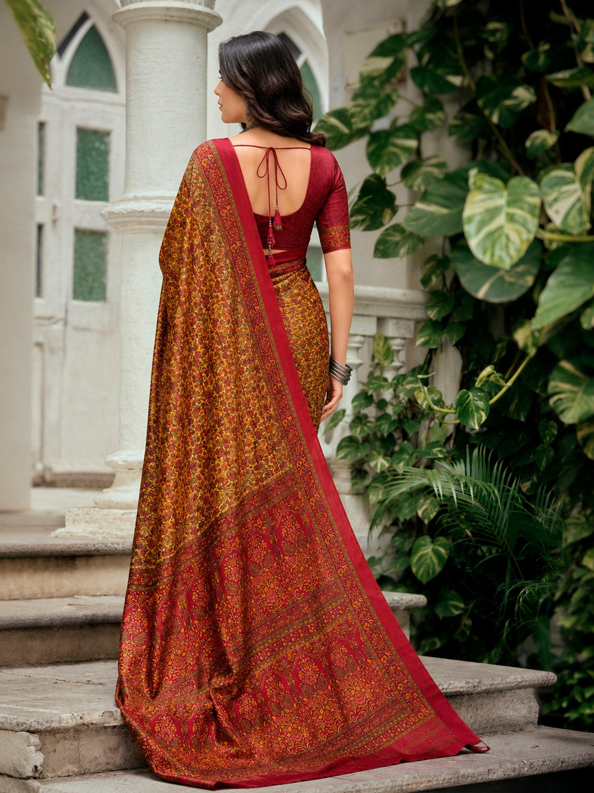 Rajkala - Yellow Printed Crepe Silk Saree