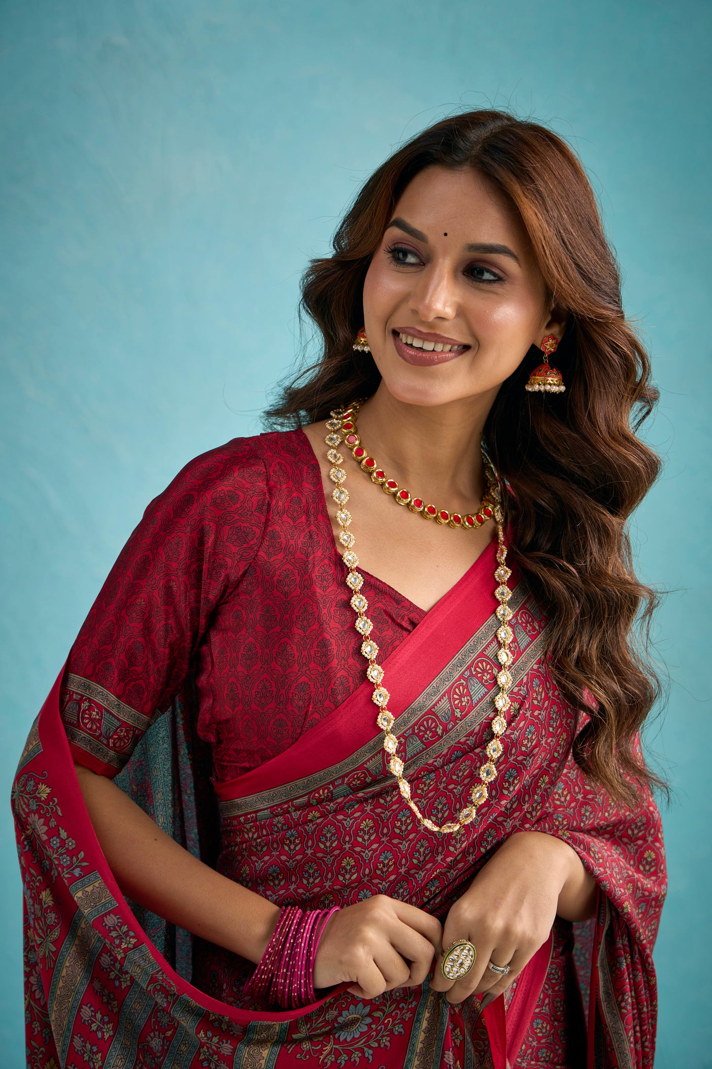 Rajkala - Green Floral Printed Crepe Silk Saree